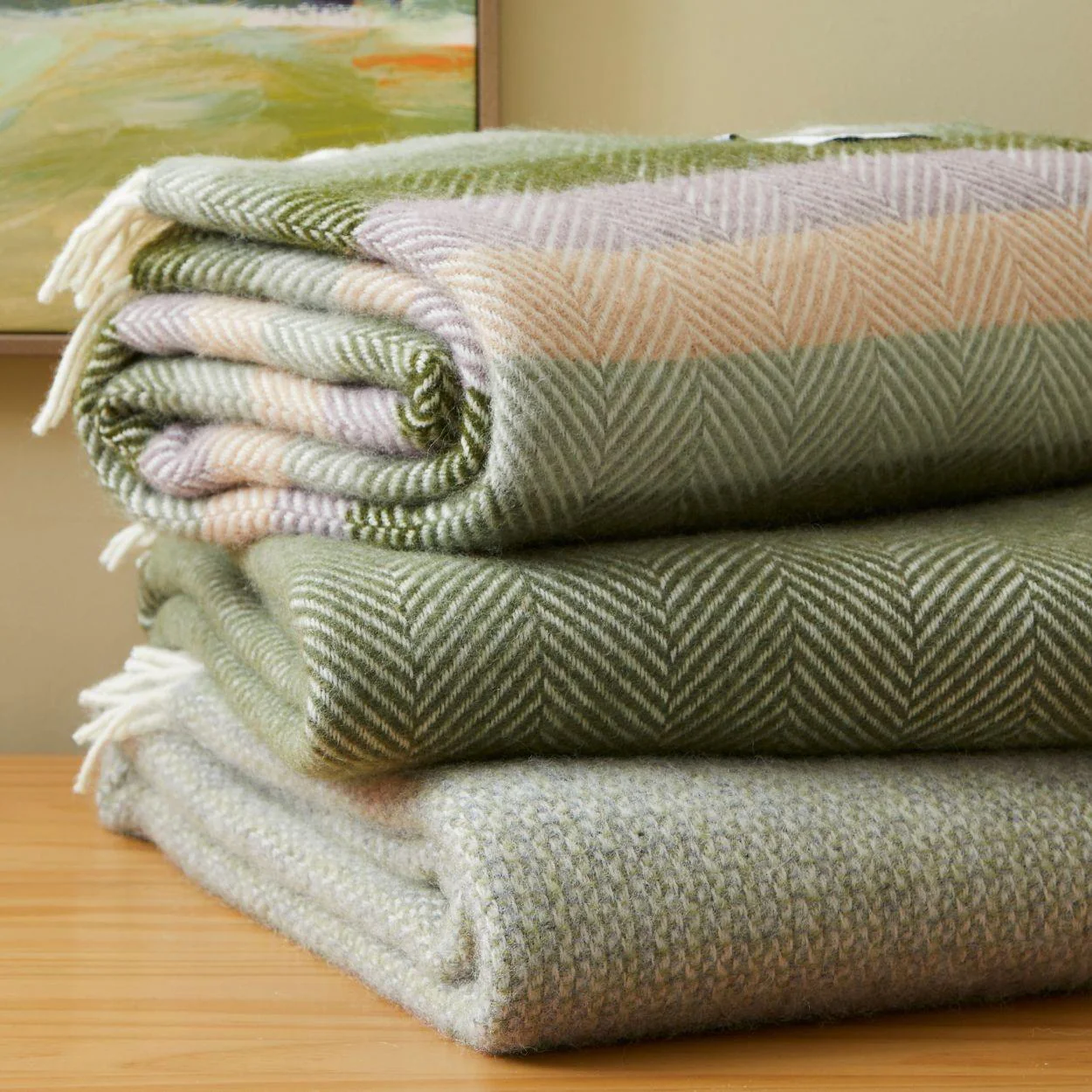 Stripe Pure New Wool Throw - Botanical - Image 4