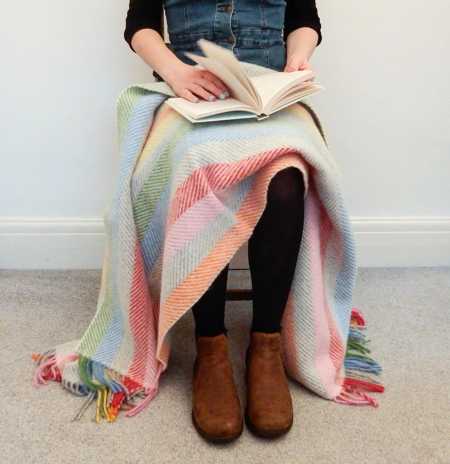 Stripe Pure New Wool Throw - Rainbow Grey - Image 13