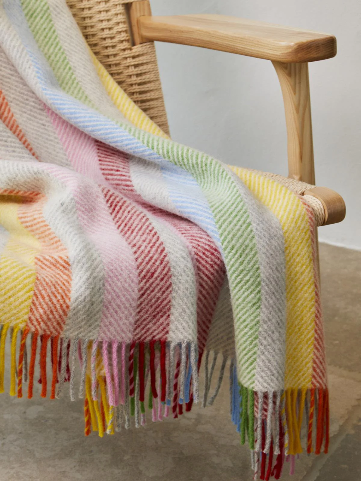 Stripe Pure New Wool Throw - Rainbow Grey - Image 5