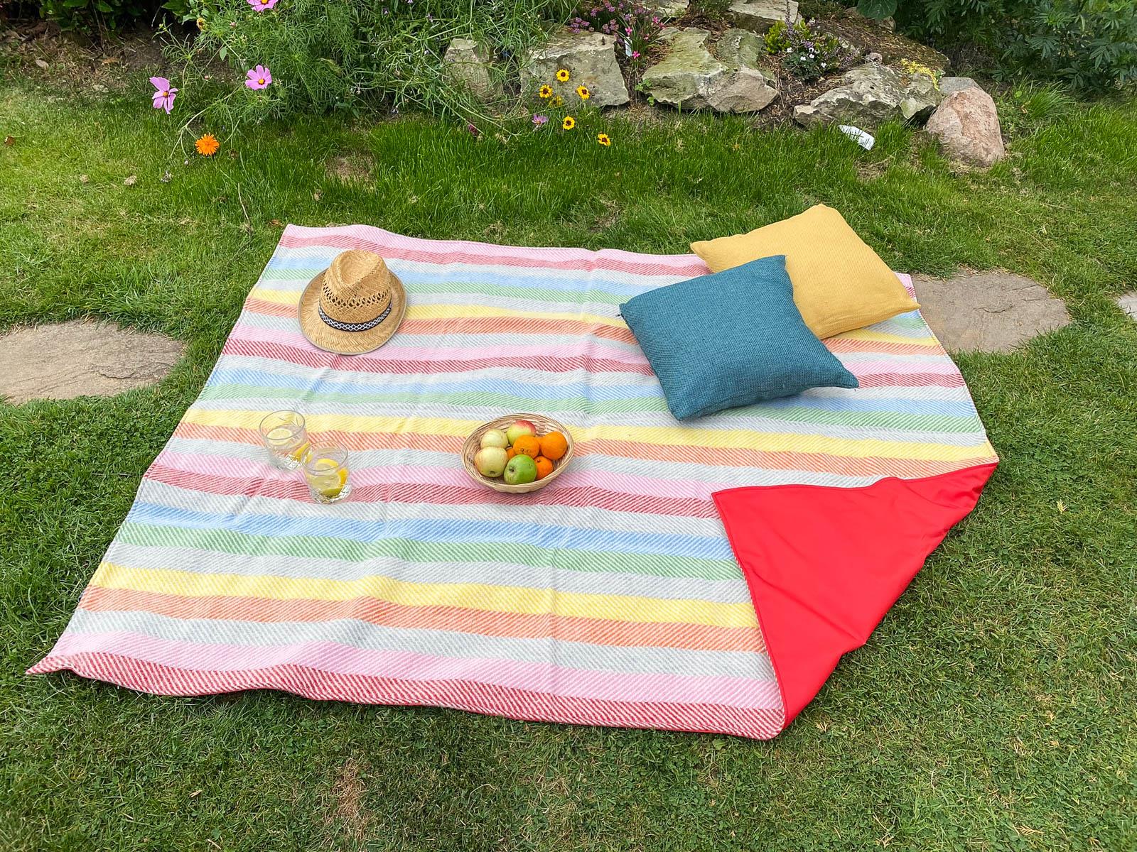 Stripe Waterproof Eventer Picnic Blanket - Rainbow - Image 3