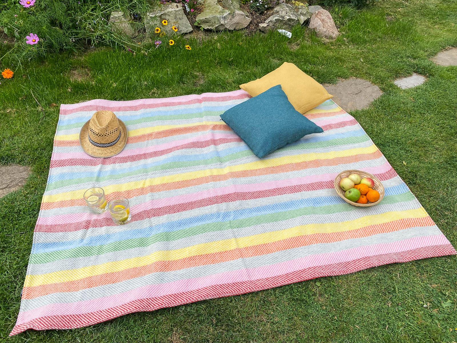 Stripe Waterproof Eventer Picnic Blanket - Rainbow - Image 7
