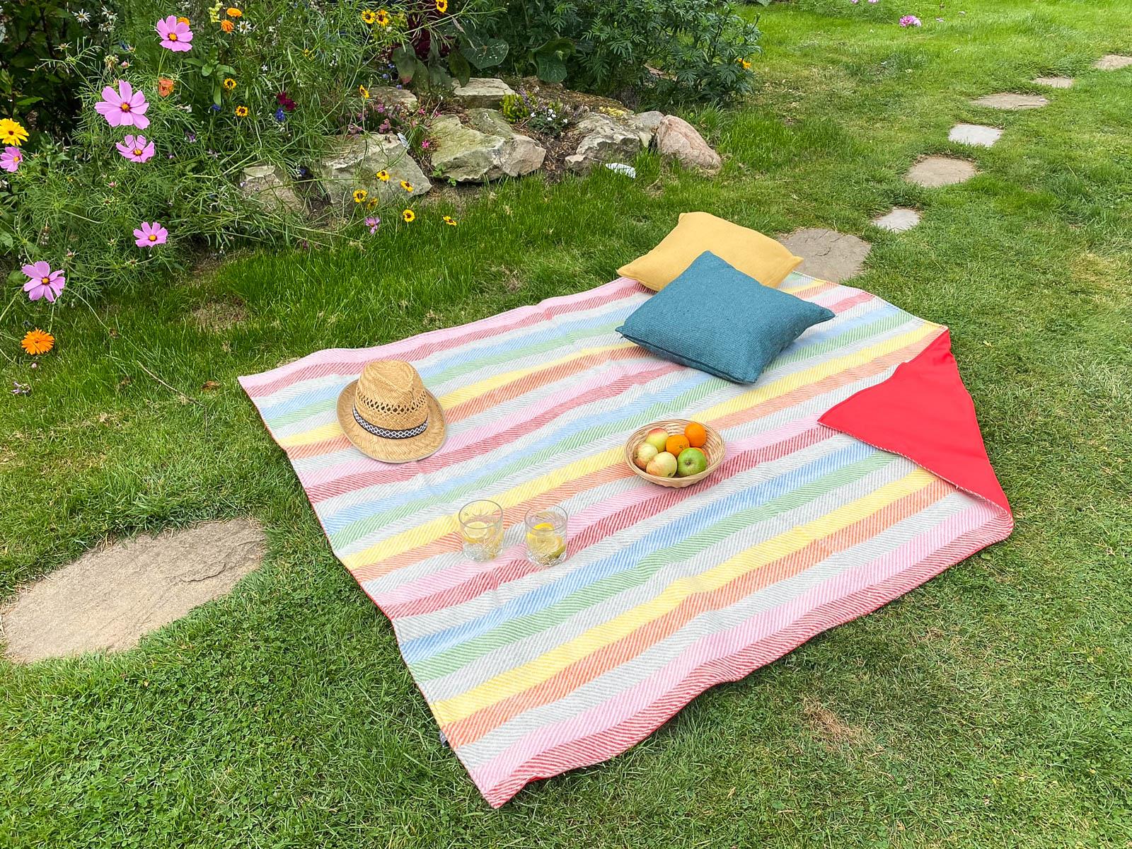 Stripe Waterproof Eventer Picnic Blanket - Rainbow - Image 9