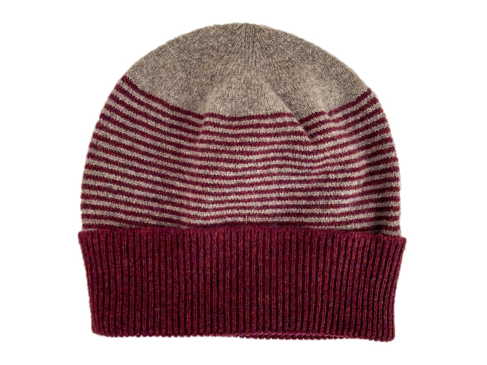 Striped Lambswool Beanie Hat - Image 5