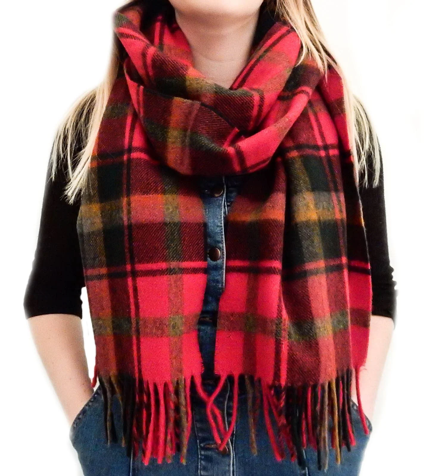 Tartan Lambswool Scarf - Dark Maple - Image 4