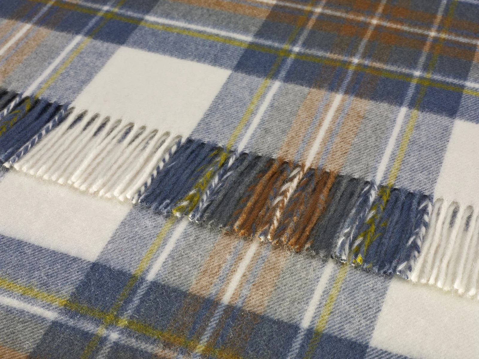 Tartan Lambswool Scarf - Muted Blue Stewart - Image 3