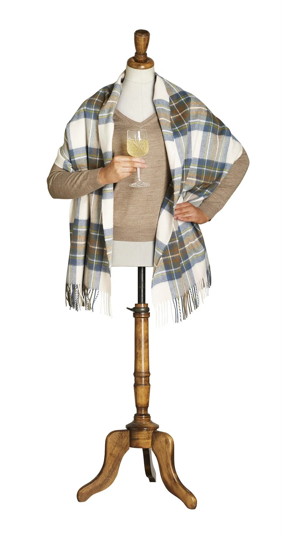 Tartan Lambswool Scarf - Muted Blue Stewart - Image 4