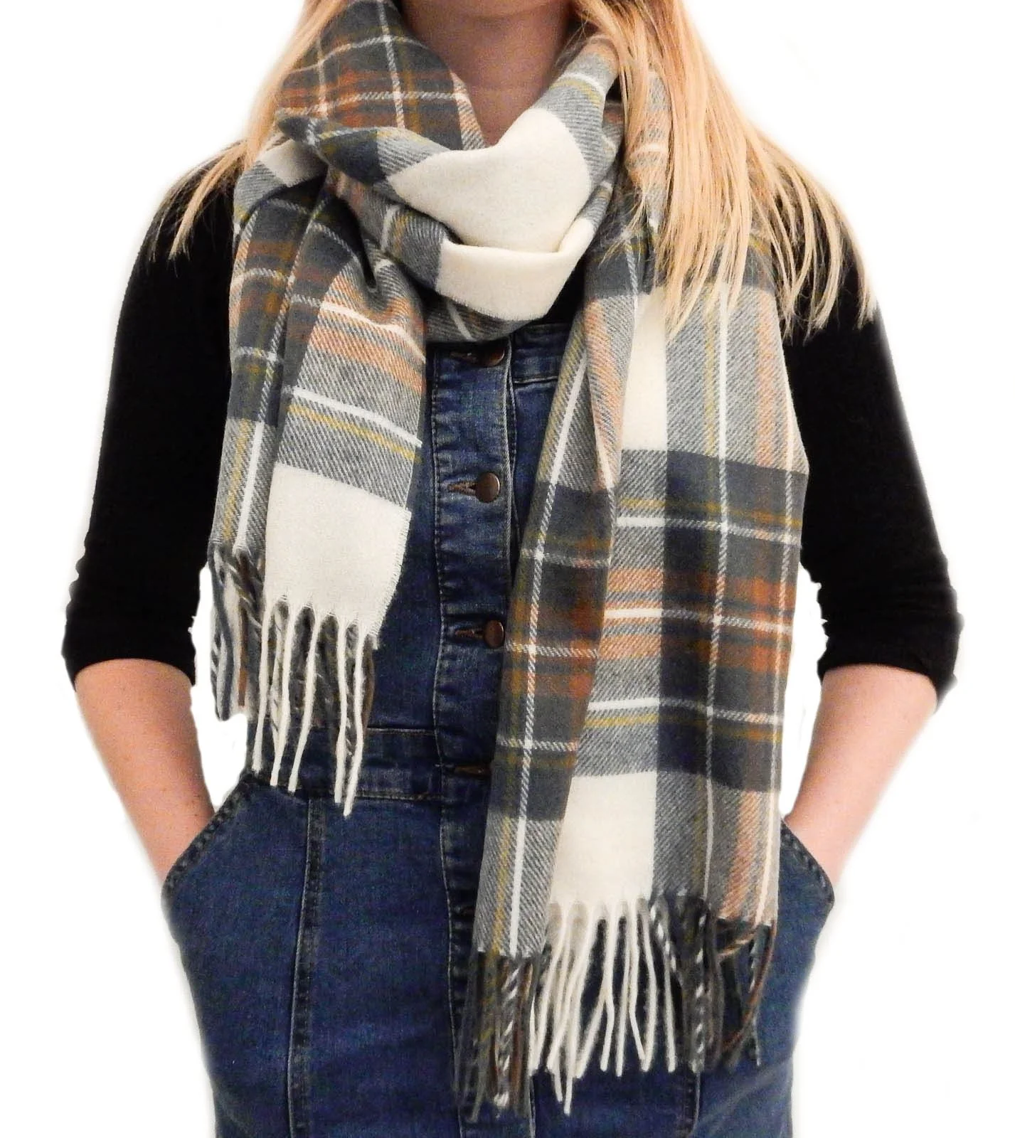 Tartan Lambswool Scarf - Muted Blue Stewart - Image 5