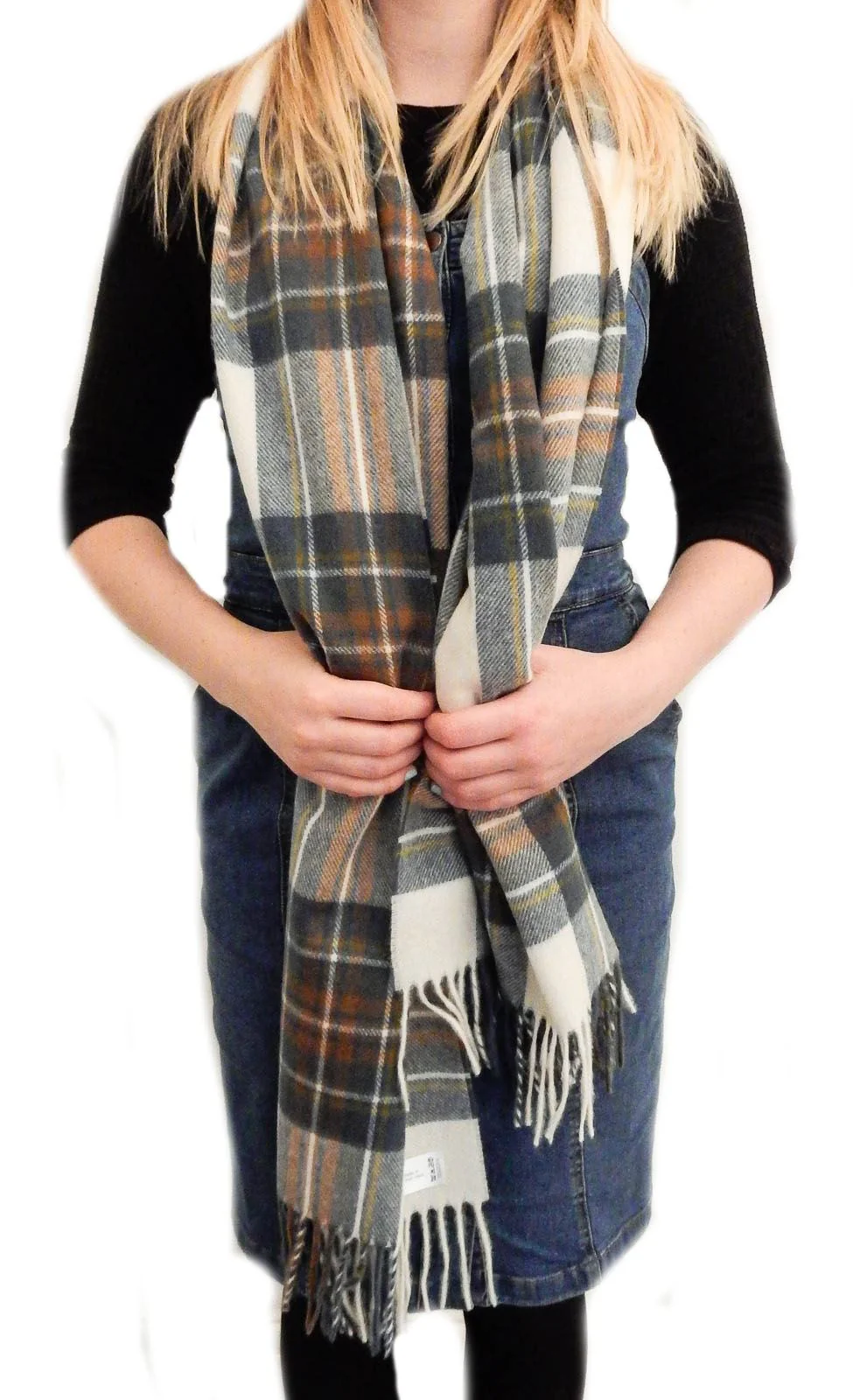 Tartan Lambswool Scarf - Muted Blue Stewart - Image 6