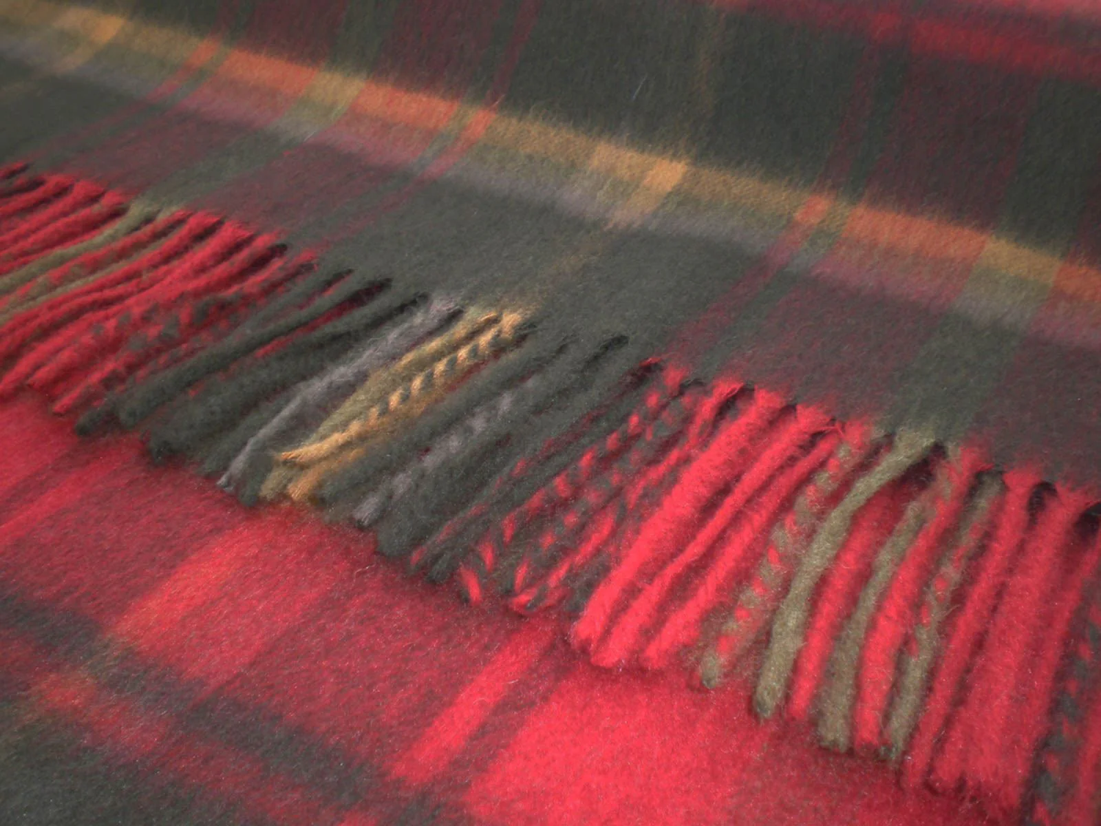 Tartan Lambswool Shawl - Dark Maple - Image 2