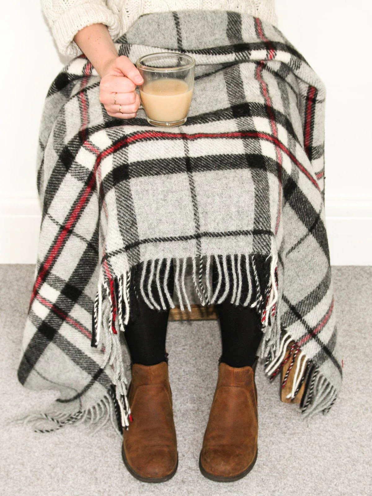 Tartan Pure New Wool Blanket - Grey Thompson - Image 3