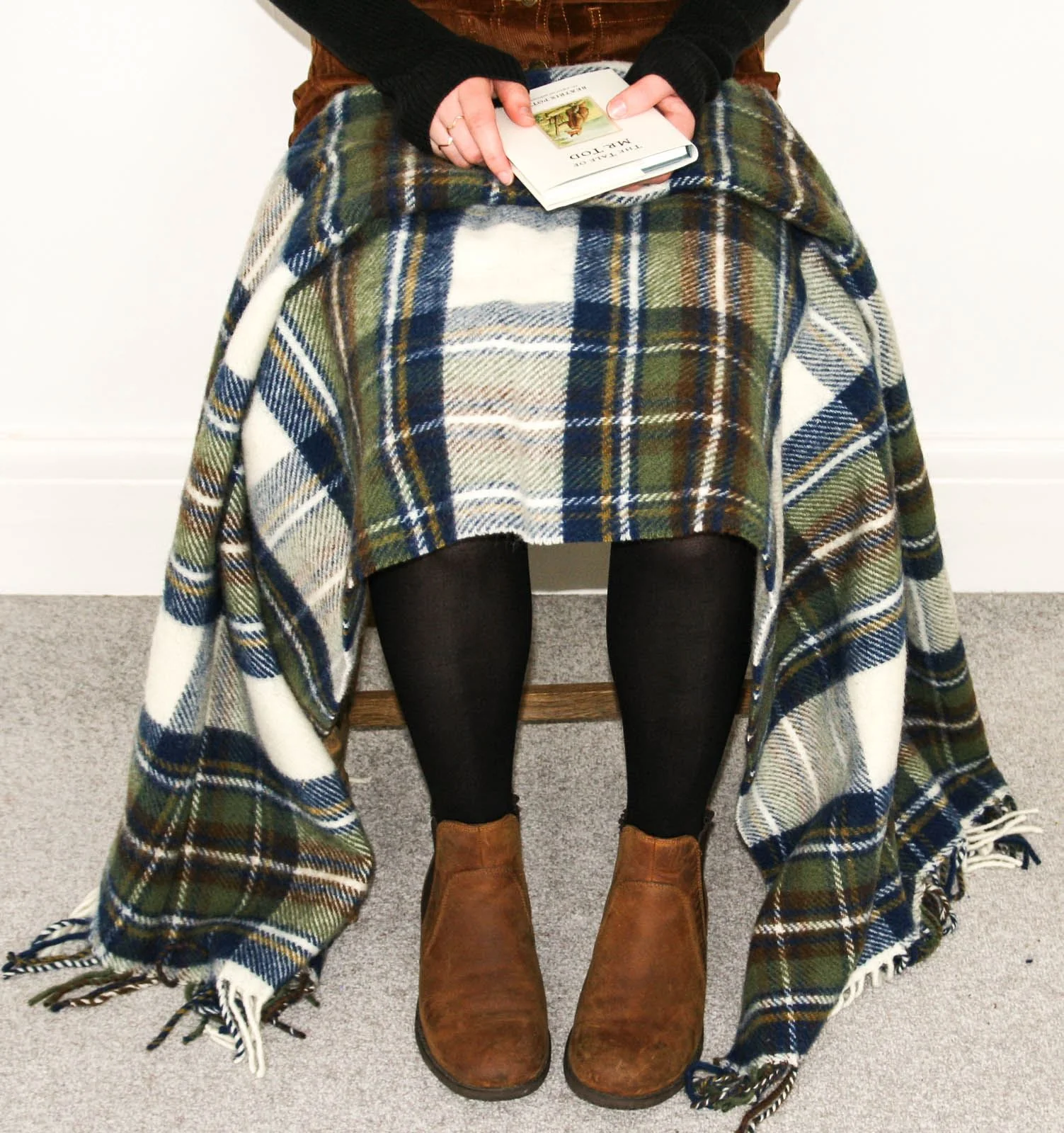 Tartan Pure New Wool Blanket - Muted Blue Stewart - Image 3