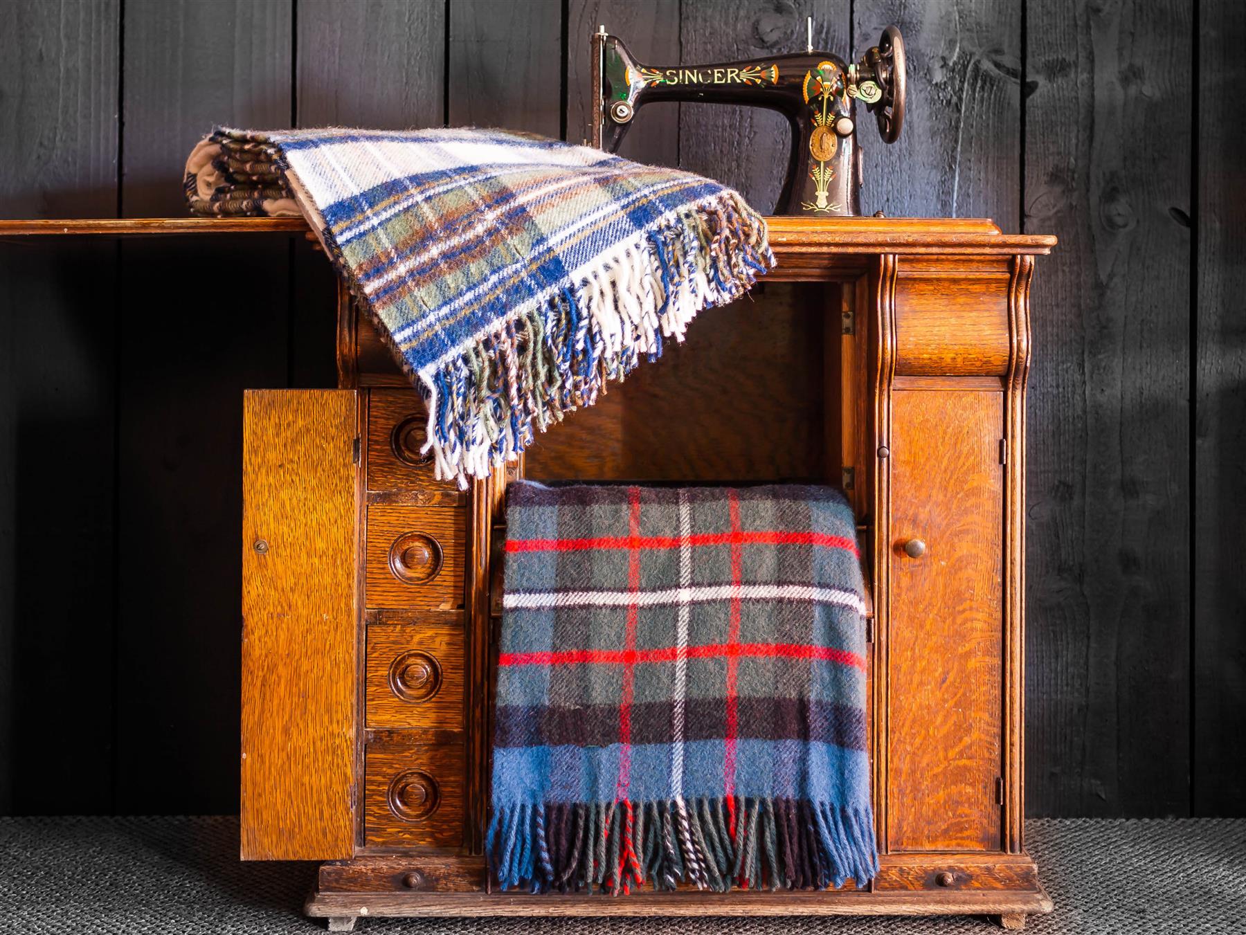 Tartan Pure New Wool Blanket - Muted Blue Stewart - Image 4
