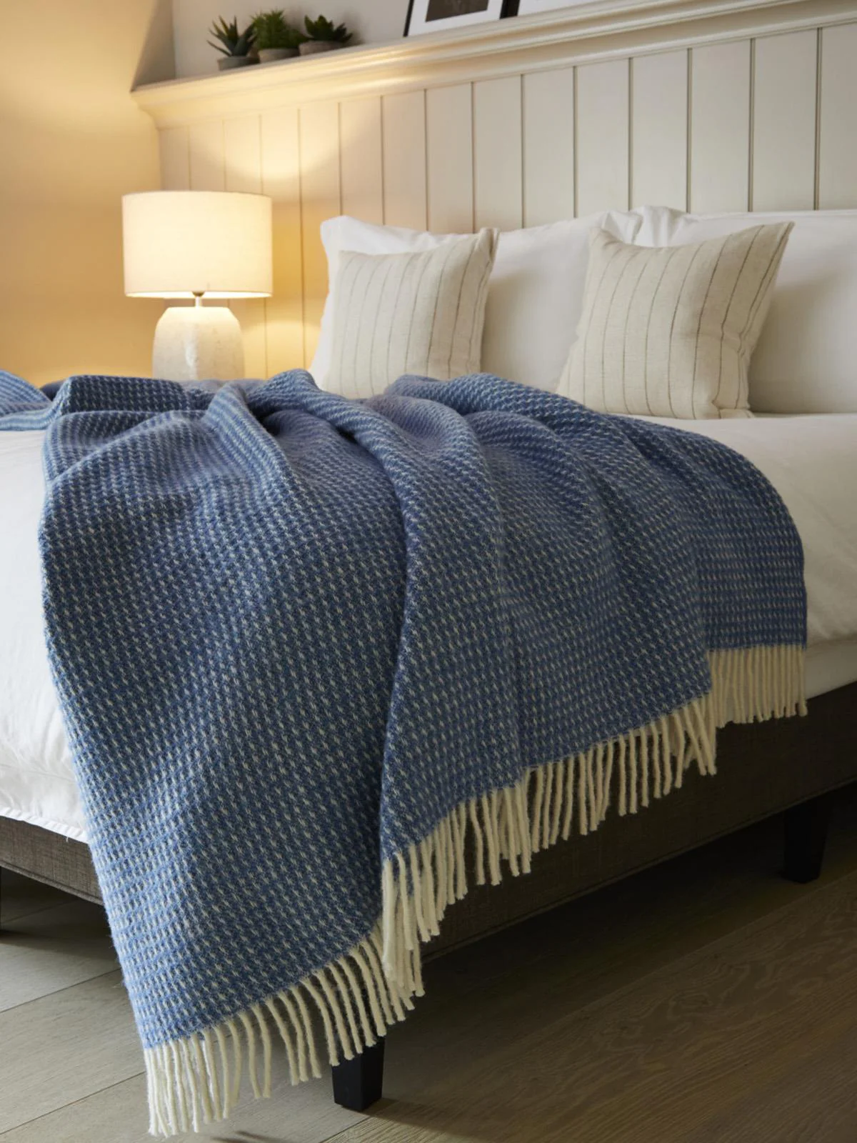 Waffle XL Pure New Wool Throw - Blue Jay - Image 3