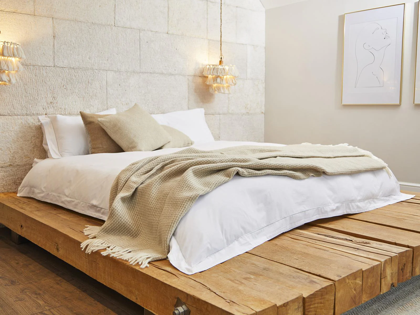 Waffle XL Pure New Wool Throw - Oatmeal - Image 2