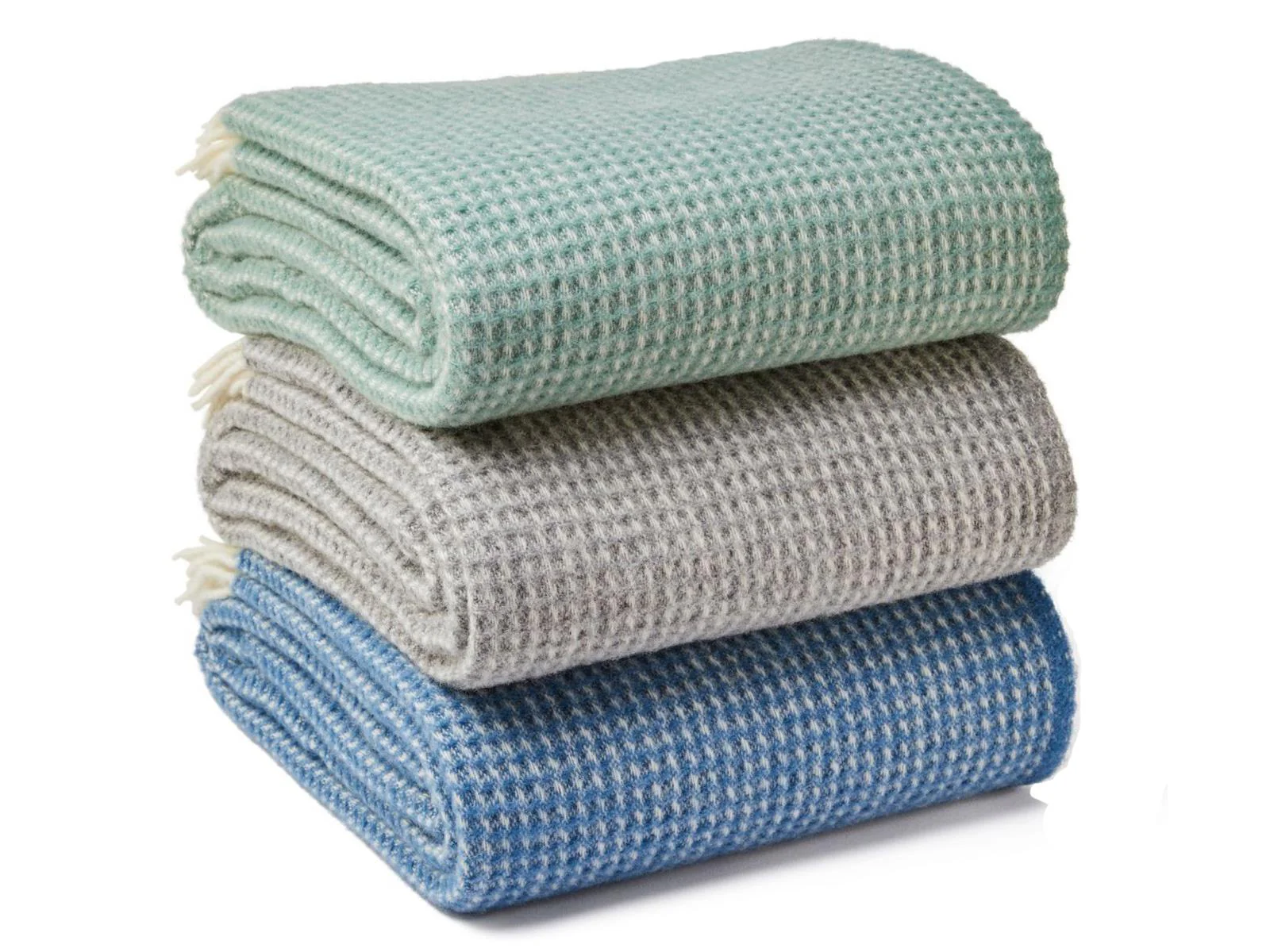 Waffle XL Pure New Wool Throw - Sea Green - Image 5