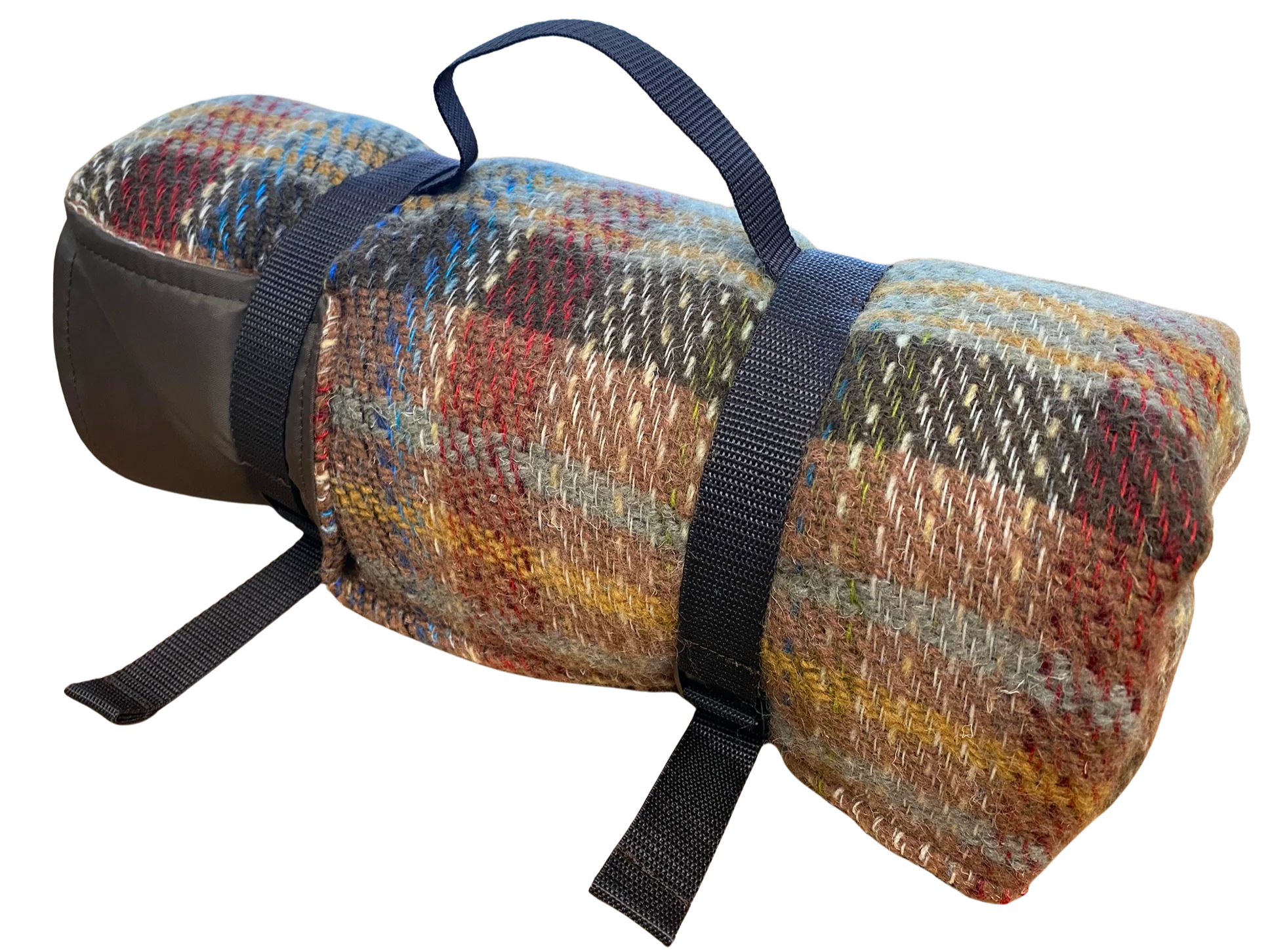 Waterproof Picnic Rug Roll - Random Check Recycled Wool - Image 8
