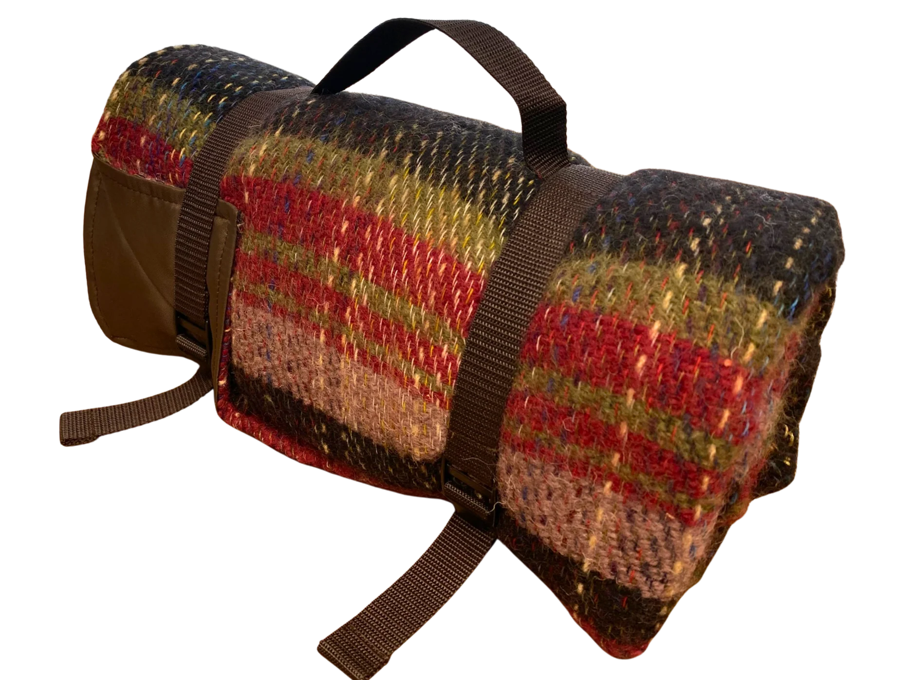 Waterproof Picnic Rug Roll - Random Check Recycled Wool - Image 9