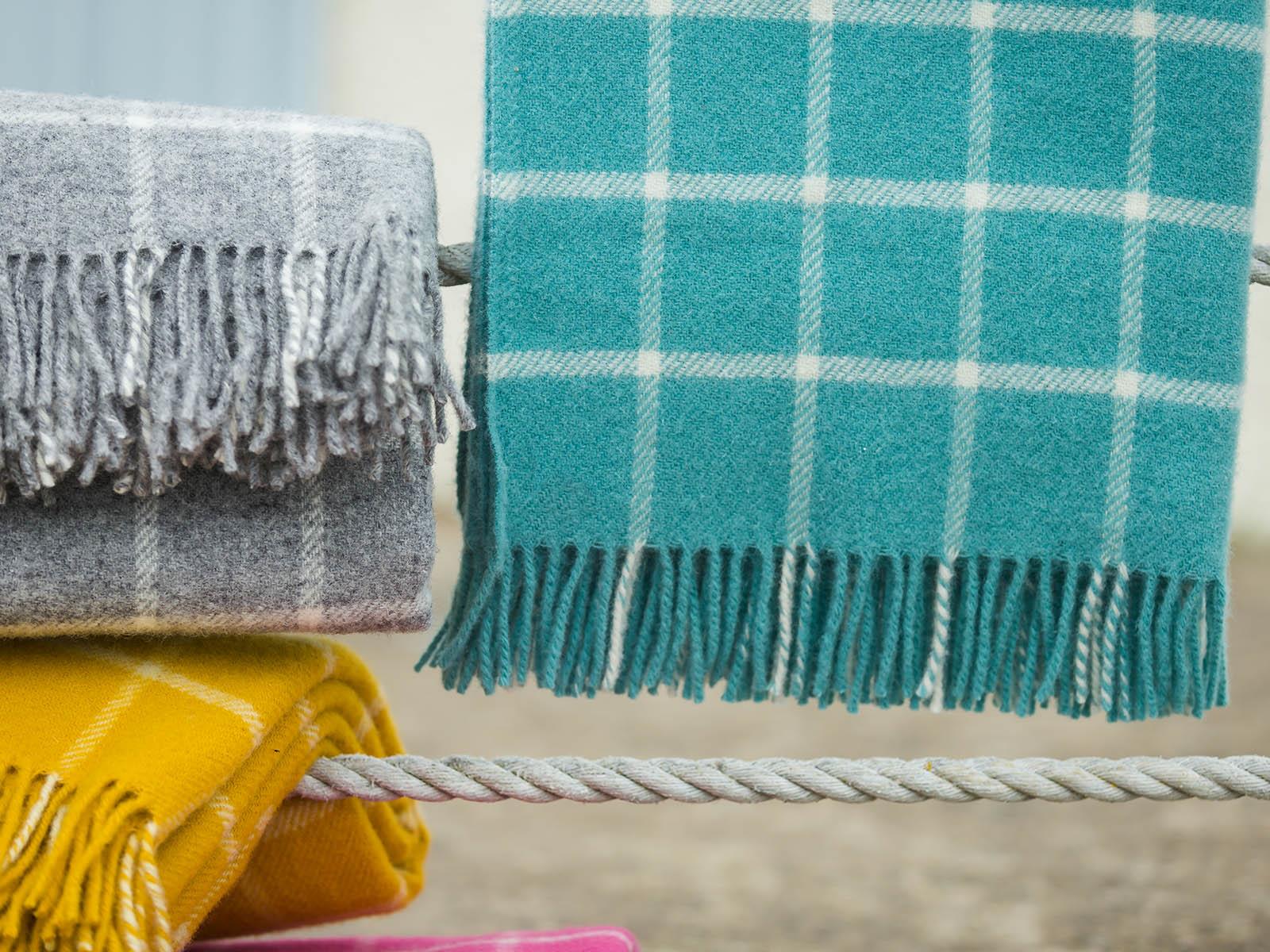 Windowpane Pure New Wool Throw - Spearmint - Image 4