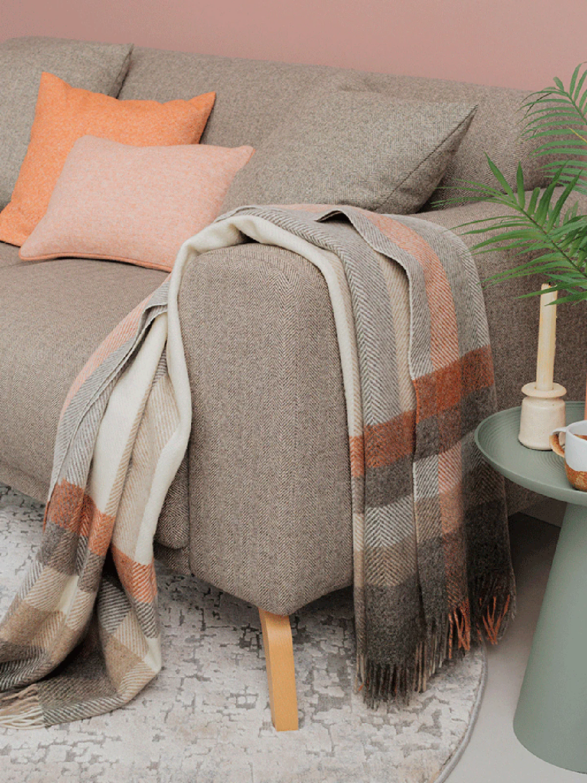 Woodale Pure New Wool Shetland Throw - Blush - Image 3